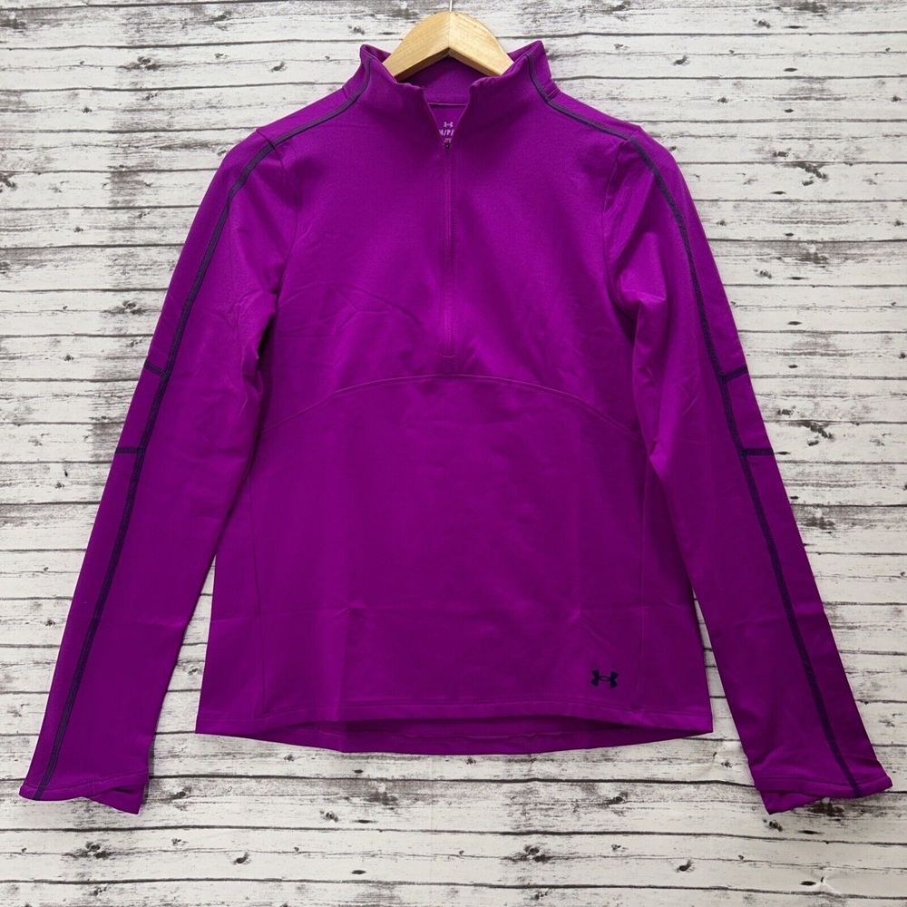 Under Armour Sweatshirt Women's Small Purple Fitted 1/2 Zip Pullover Activewear